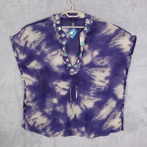 Victoria's Secret Kaftan Swimsuit Cover Up Dress Size XS/S Tie Dye Beaded V-Neck